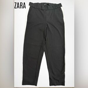 Zara Black Pants with White Stripes